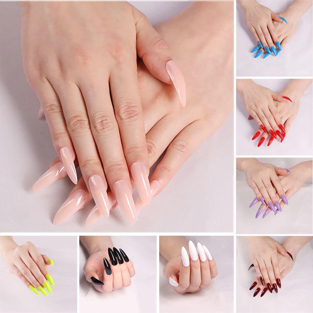 AUGUSTINA Agustina Alat Nail Art Akrilik Stiletto Peti Mati Extra Panjang Full Cover Paku Palsu Extension