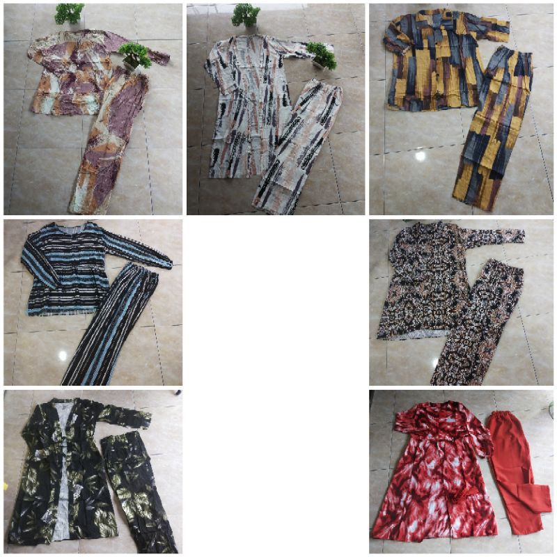 PAKET USAHA STELAN RAYON dan wolfice, Grosir stelan, 7 setelan Rayon
