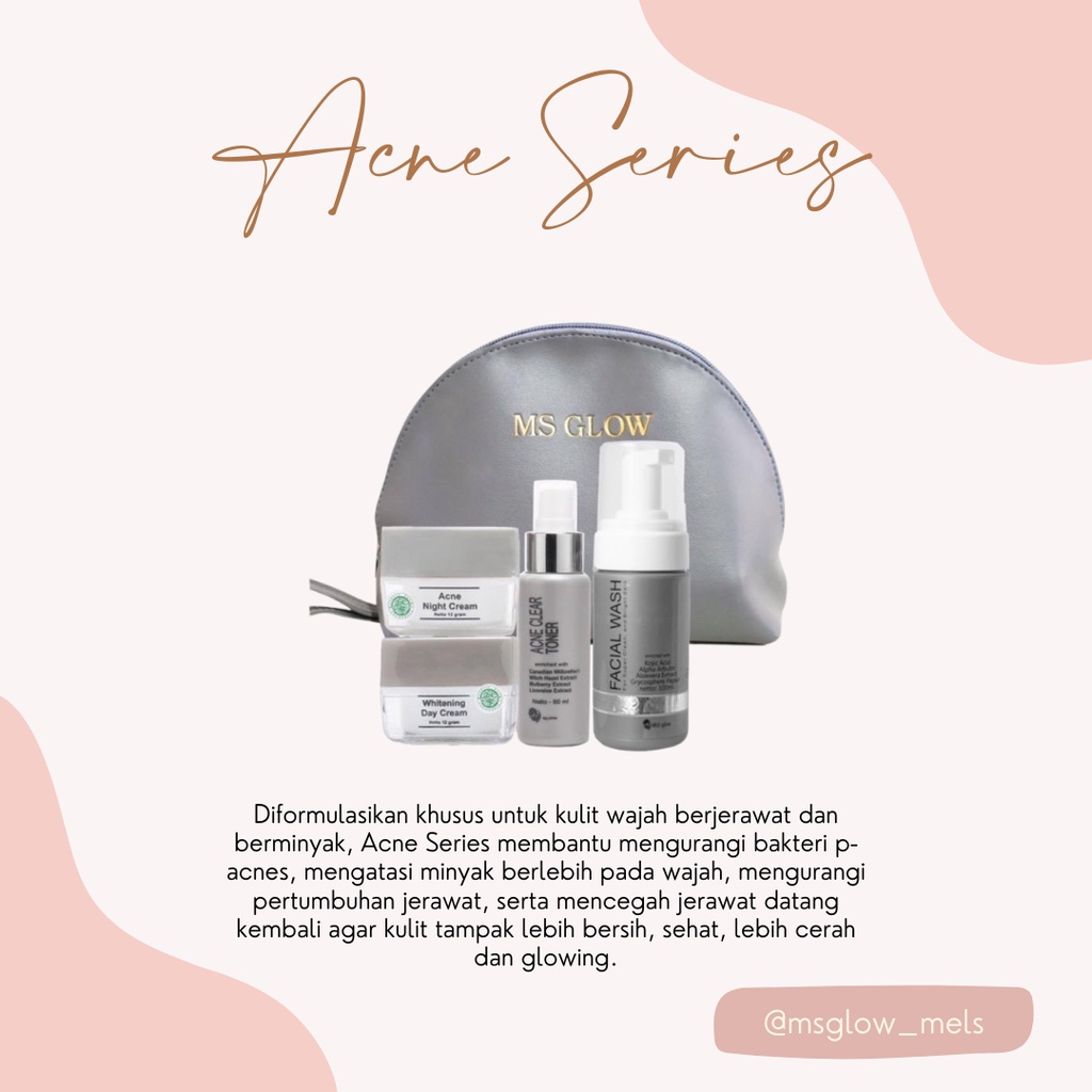 Ms Glow Skincare Original  | 1 paket Acne (BPOM) | free pouch dan masker organik