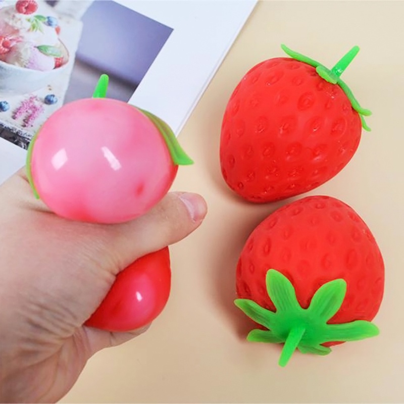 Mary Squishy Mainan Strawberry Untuk Bermain UV Printing Sensory Fidget Vent Novelty Stress Relief Prank Gag Anak Dewasa Fa