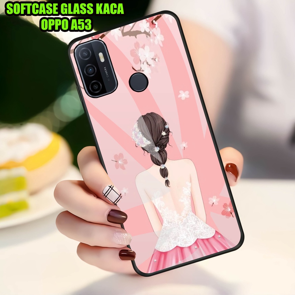 Softcase Glass Kaca OPPO A53]- Case Hp Pelindung Handphone OPPO A53] [ A63]