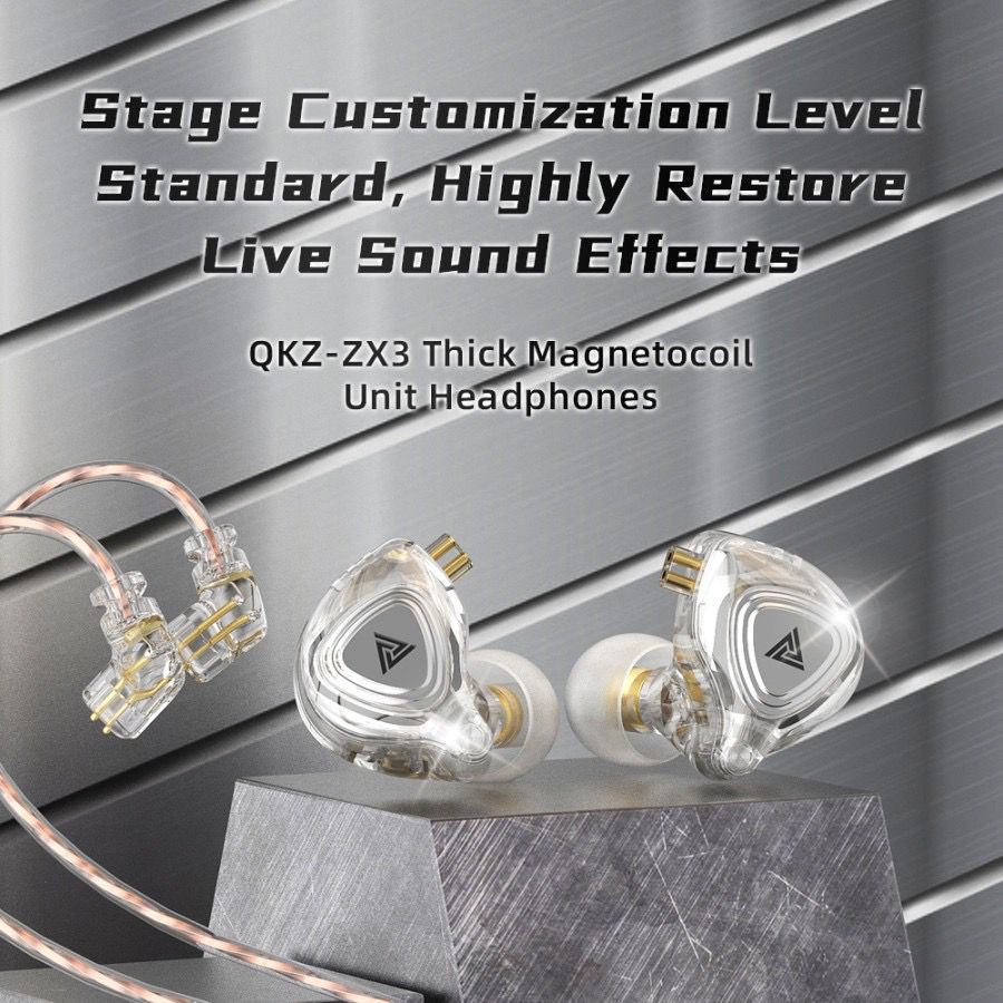 QKZ ZX3 IEM Earphone HiRes - With Mic - Dynamic Driver - Garansi Resmi 6 Bulan