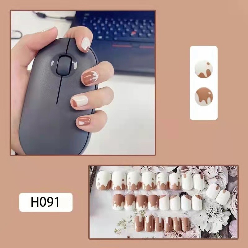 3D Kuku Palsu 24pcs/(FREE LEM)Set DIY Instant Nail Art Fake Nails Bridal Wedding Akrilik/24 pcs Kuku Palsu 3D / Stiker Kuku Palsu / Kuku Palsu Premium With Box/ Pemoles Kuku-H091