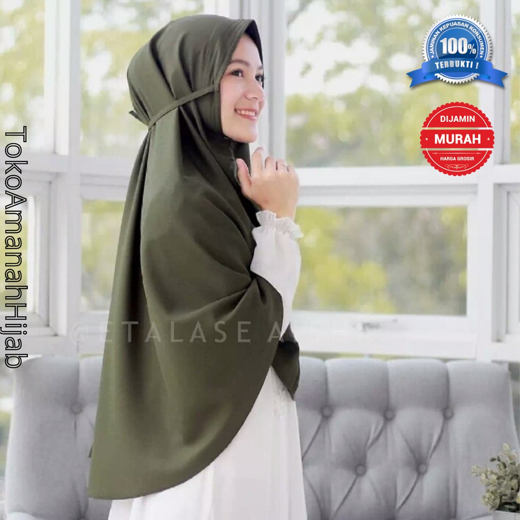 Jilbab Bergo Maryam (XXL) Instan Jumbo Syari TALI non PET Wolfis