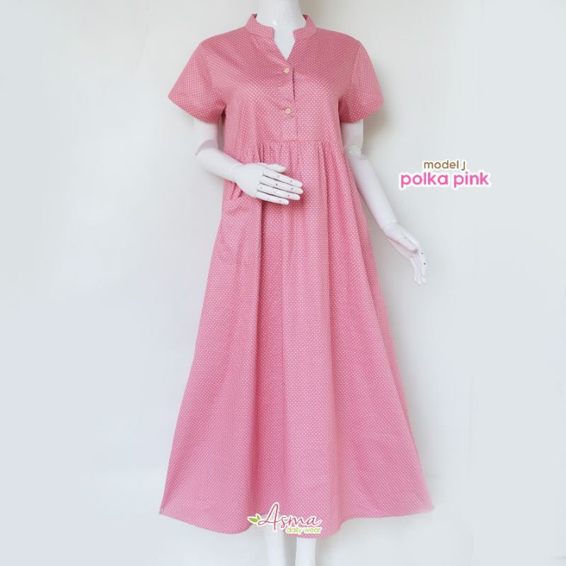MODEL J POLKA PINK Homedress Daster Asma daily wear Asma dailywear Asmadailywear