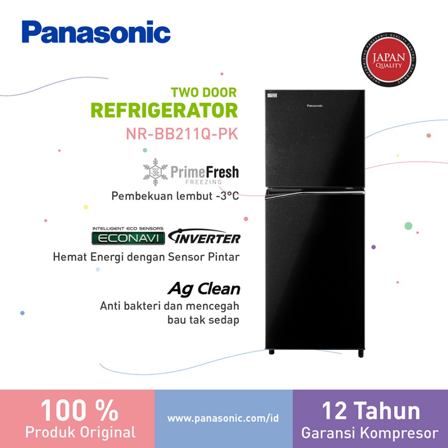 Panasonic NRBB211Q-PK Lemari Es 2 Pintu 210 Liter Kulkas 2 Pintu