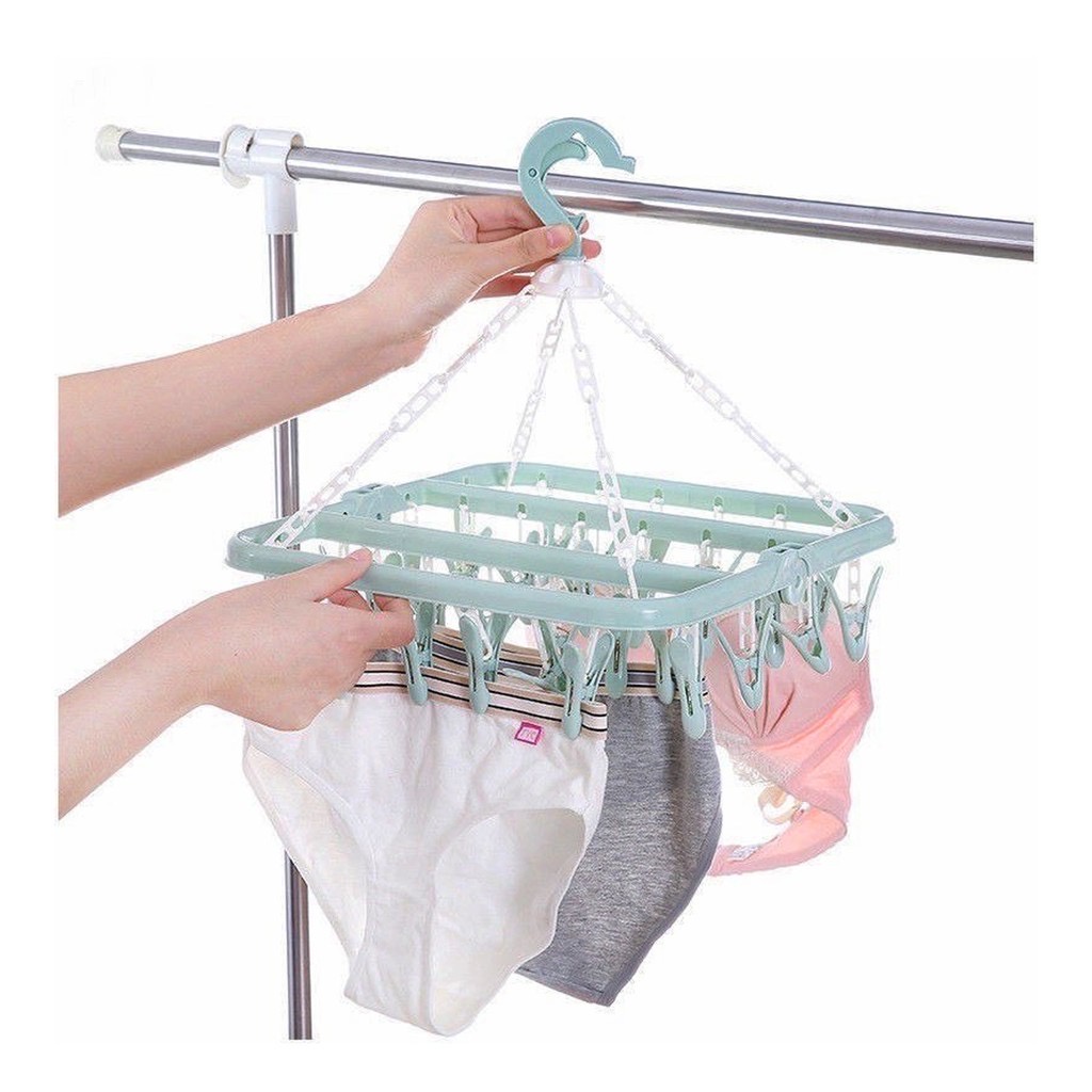 BOSJKT0030 Gantungan Baju Kaos Kaki Lipat 32 KLIP Travel Hanger Foldable Outdoor