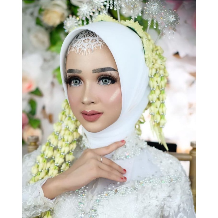 ciput brukat pengantin/ inner jilbab pengantin renda brukat lace/ciput pengantin