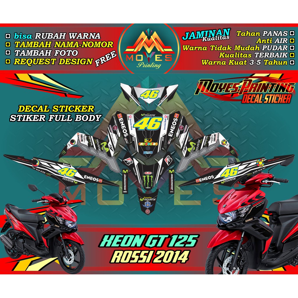 decal xeon gt 125 stiker motor xeon gt sticker yamaha xeon gt 125 variasi motif