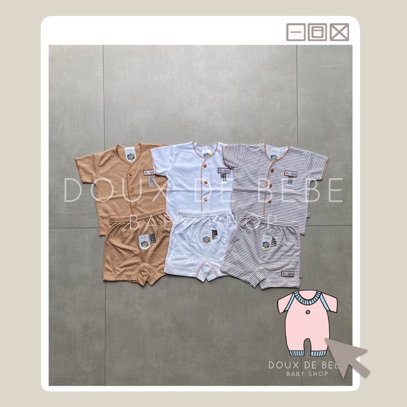 [MOMMYONLINE] NOVA Baju Celana Lengan Pendek 1 Set Newborn 0 - 3 bulan Brown Series