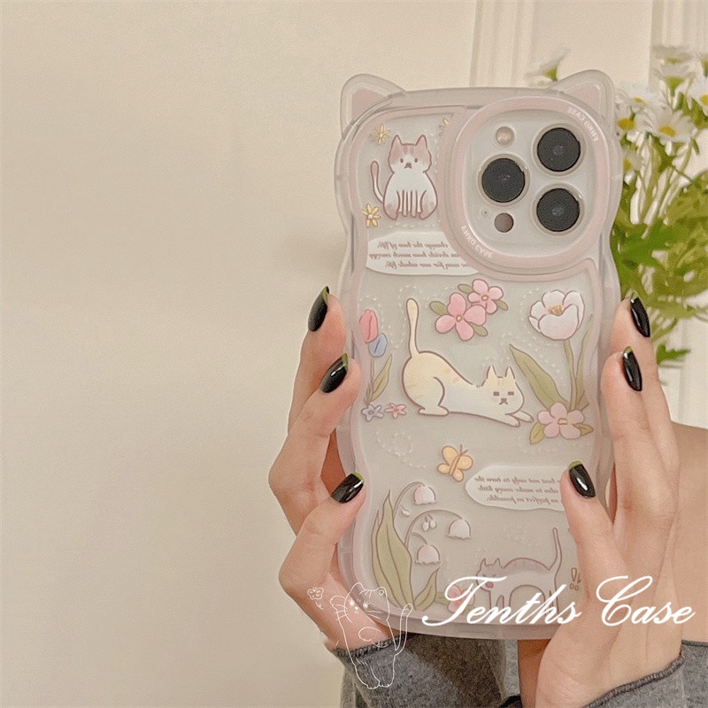 IPhone 14 13 12 11 Pro Max X XR Xs Max 8 7 6 6s Plus SE 2020 Soft Case Transparan Desain Telinga Kucing Untuk