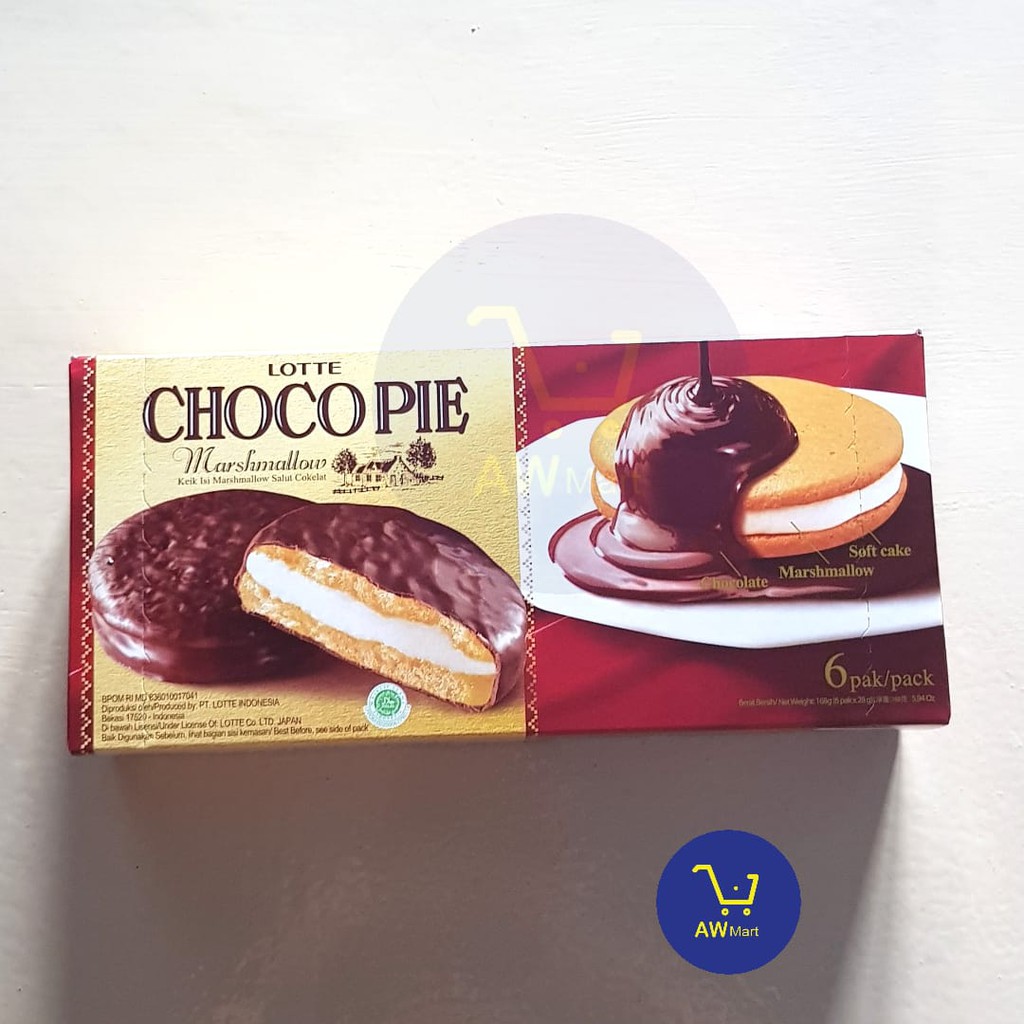 LOTTE CHOCO PIE MARSHMALLOW  168GRAM (ISI 6 PACK 28 GRAM)