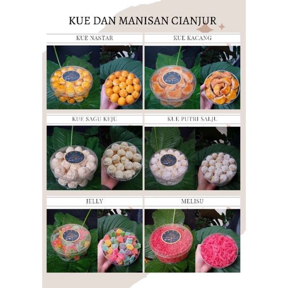 

KUE NASTAR, KUE KACANG, KUE SAGU KEJU, KUE PUTRI SALJU, MELISU DAN JELLY