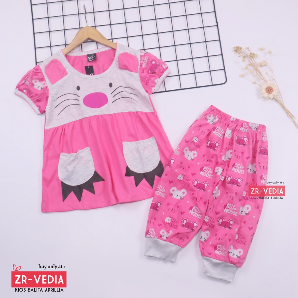 (KATUN) Set Bare Bears Size 1-10 Tahun / Baju Tidur Daily Anak Perempuan Setelan Karakter Kaos Lengan Pendek Celana Pendek