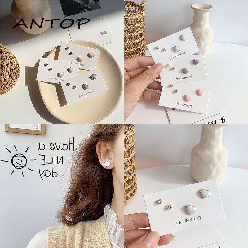 Anting Tusuk Gantung Desain Hati Gaya Pelajarsimpleperi Untuk Wanita