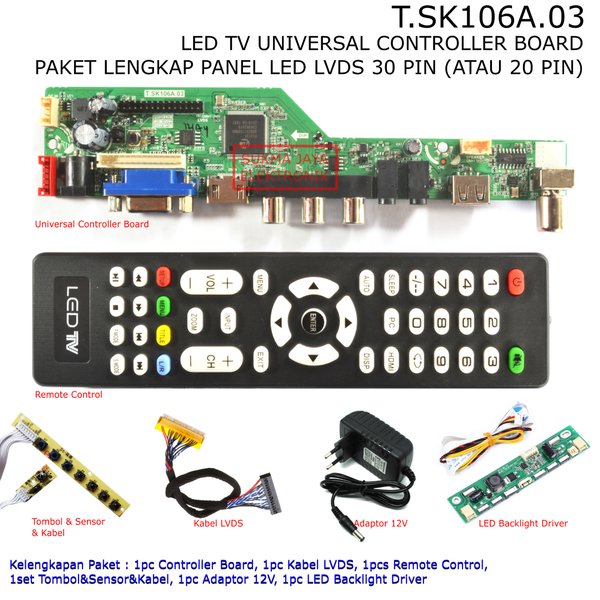 PAKET LENGKAP PANEL LED MONITOR - UNIVERSAL TV CONTROLLER BOARD