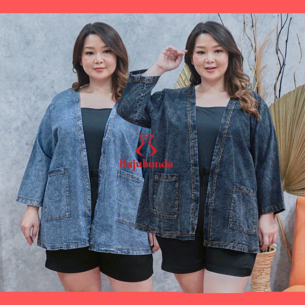 LD 120 Cardigan Denim Big Size Wanita Luaran Jumbo Jeans Oversize CELIN