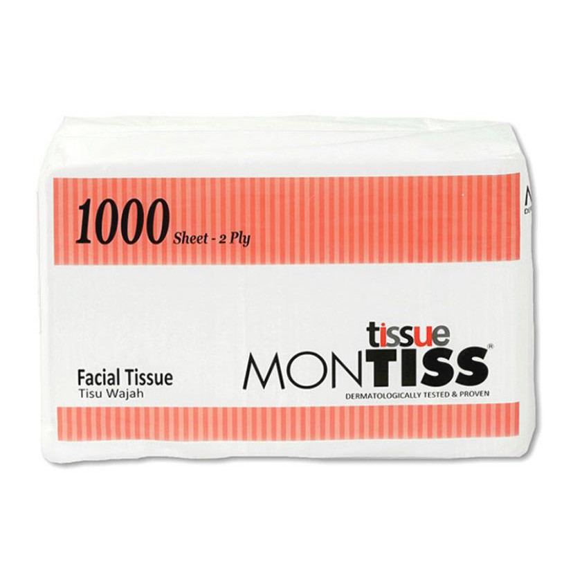 Tisu Wajah Montiss Facial Tissue 1000 Sheet 2Ply