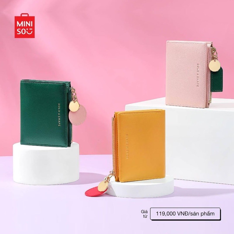 3wrn. MINISO Simple style / bold & shape bifold wallet + tempat koin. Dompet lipat miniso / dompet p