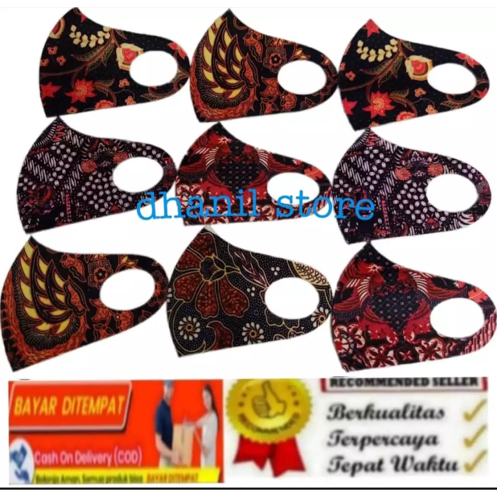 Masker Mulut Scuba Motif Batik Isi 3 Pasang Harga Grosir Buat Jual Lagi kualitas premium harga grosi