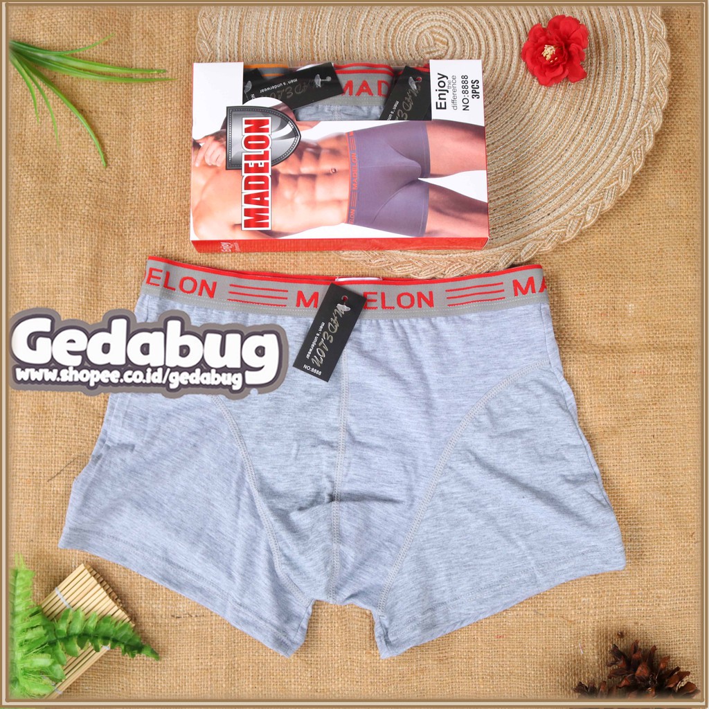 3 Pcs - Madelon Boxer Briefs Celana Dalam Pria Art 8888 / Boxer Pria Dewasa