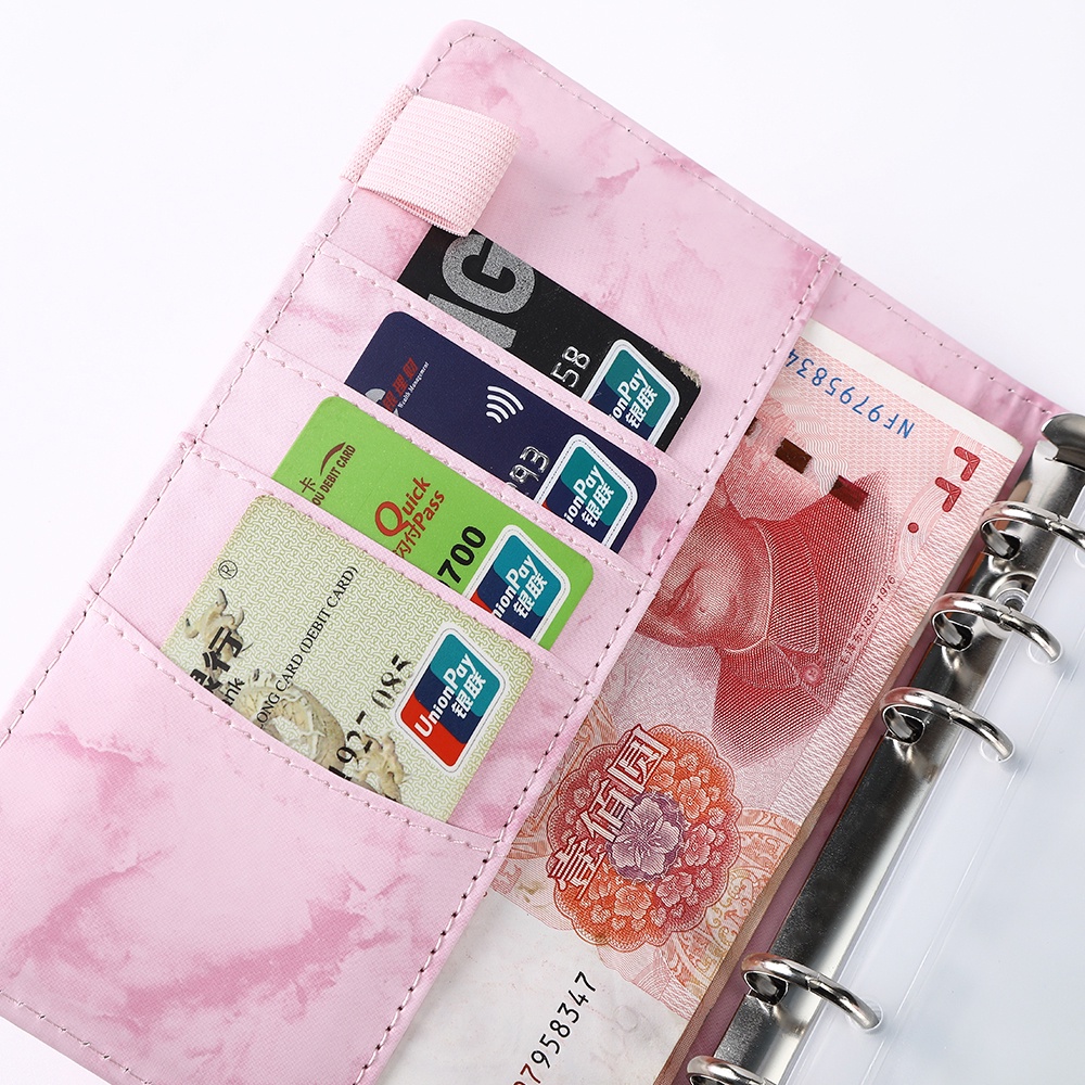 A6 Binder PU Budget Planner Refillable Notebook Covers 6 Holes Binder Pockets PVC Zipper Money Saving Envelope Budget Binder