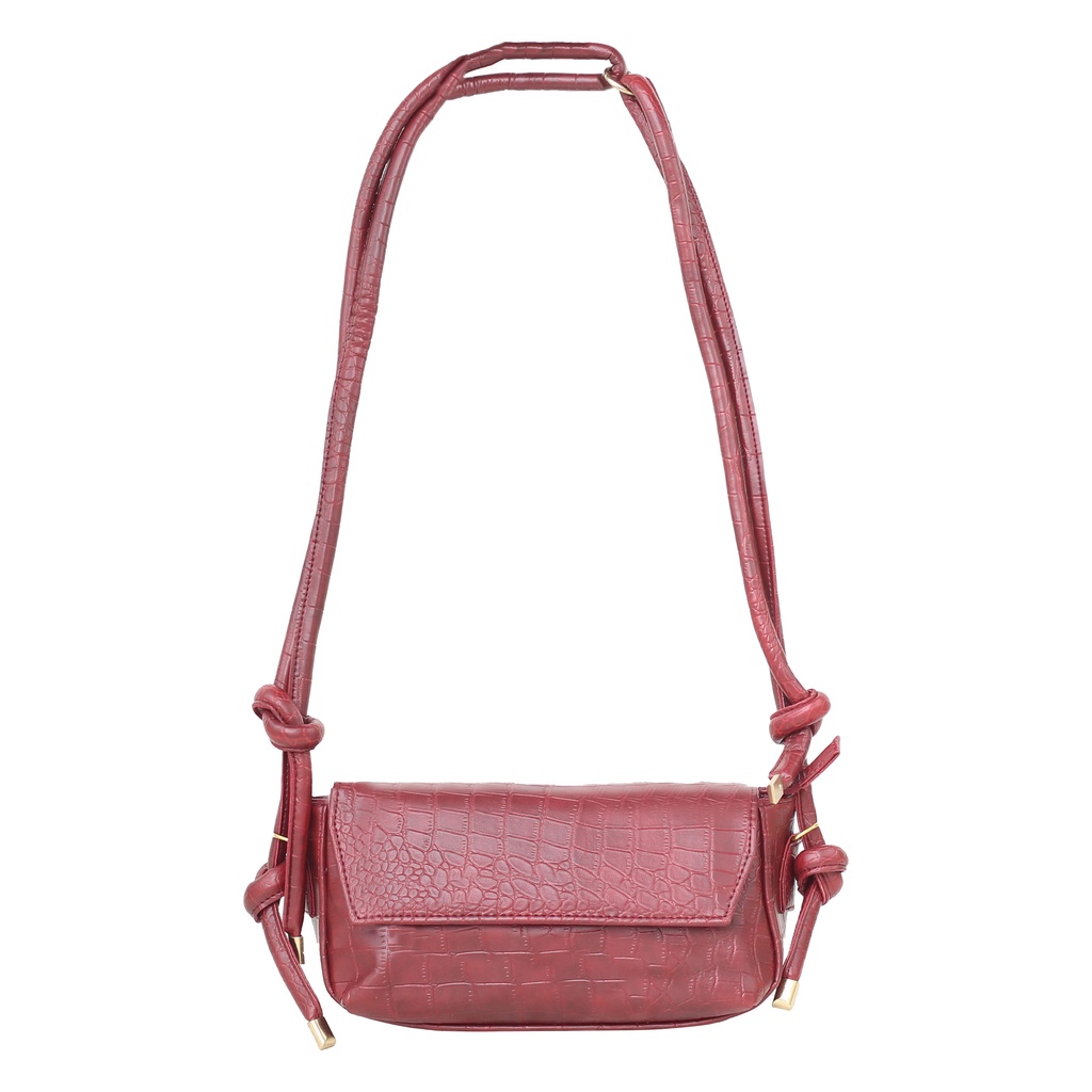 Tas Wanita Korean Stylish Tas Fashion Selempang Megika Maroon Tas Tas Bahu Unik