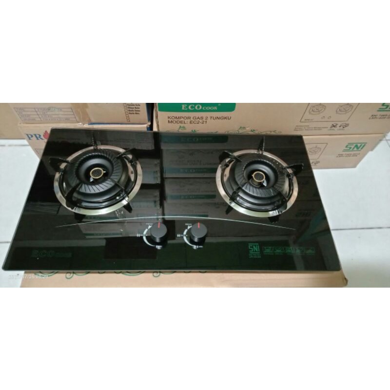 Kompor Kaca Tanam Eco Cook 2 Tungku Gas Garansi Resmi
