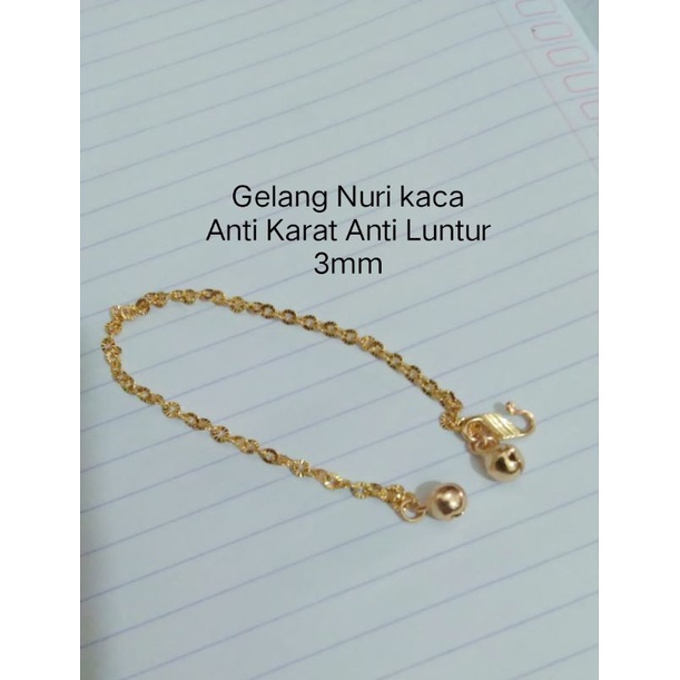 Gelang Tangan Nuri warna Gold SUPER AWET ANTI KARAT ANTI LUNTUR Titanium Persis Emas Asli Ringan Anti iritasi