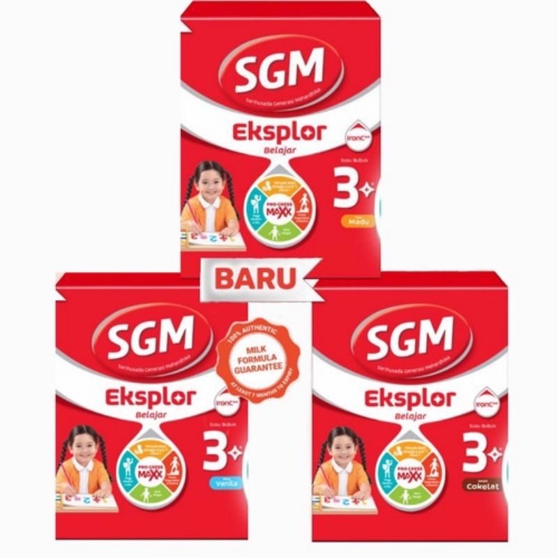 SGM Eksplor Belajar 3+ Pro-GressMaxx Madu, Vanila dan Coklat Susu Bubuk 400gr