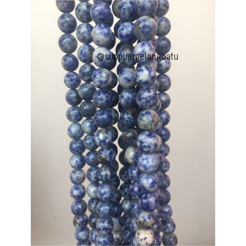 bahan gelang batu kalung sodalite renceng akik alam biru natural 12mm craft aksesoris trend fashion