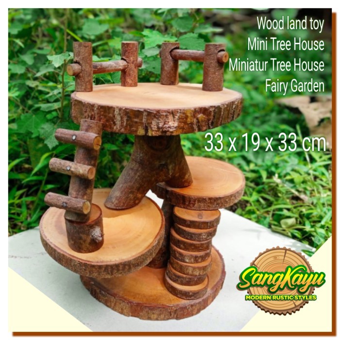 Wooden toys Fairy garden 002 Mini Tree House Miniature rumah mini kayu