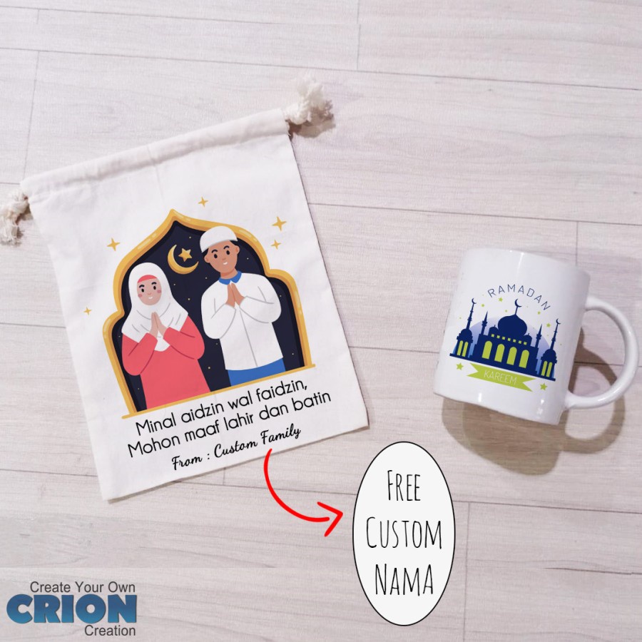 Mug Hampers Idul Fitri/Lebaran/EID Mubarak Bs Custom Nama By Crion