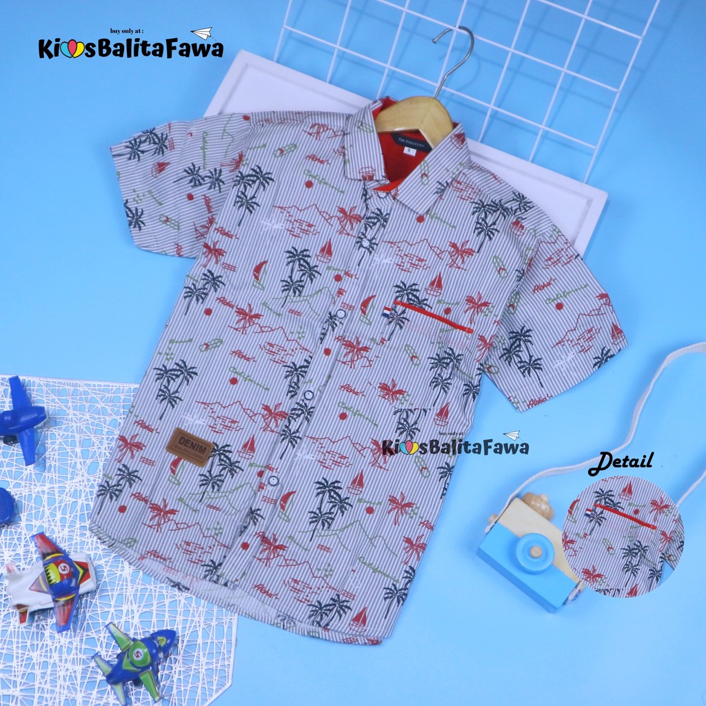 Kemeja Farel uk 3-8 Tahun Anak Laki / Baju Lengan Pendek Atasan Kancing Katun Grosir Murah [IMPORT]
