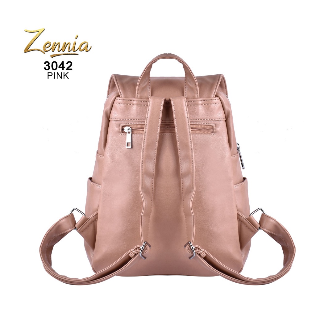 (TSI) Tas Wanita Zennia 3042 Tas Kulit Ransel Korea Tas Wanita Punggung Import Kantor Kerja Sekolah Kuliah Outdoor Trendy Fashion Style Travel Casual Backpack Serut Anak Remaja Perempuan Selempang Cewek Bag