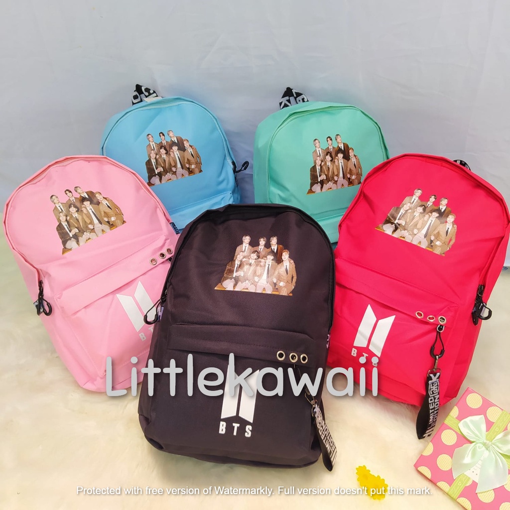 LK/Tas Ransel Laptop Backpack BTS  BT21 Sekolah Fashion Wanita Remaja Unofficial Import