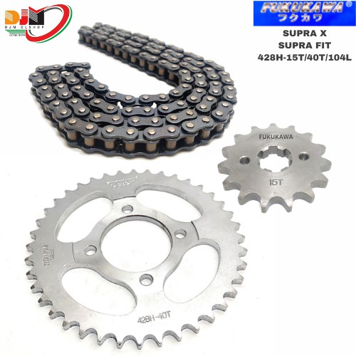 Gear Set Gir Paket Fukukawa Supra KEV Uk Rantai 428H-104L 40T-15T