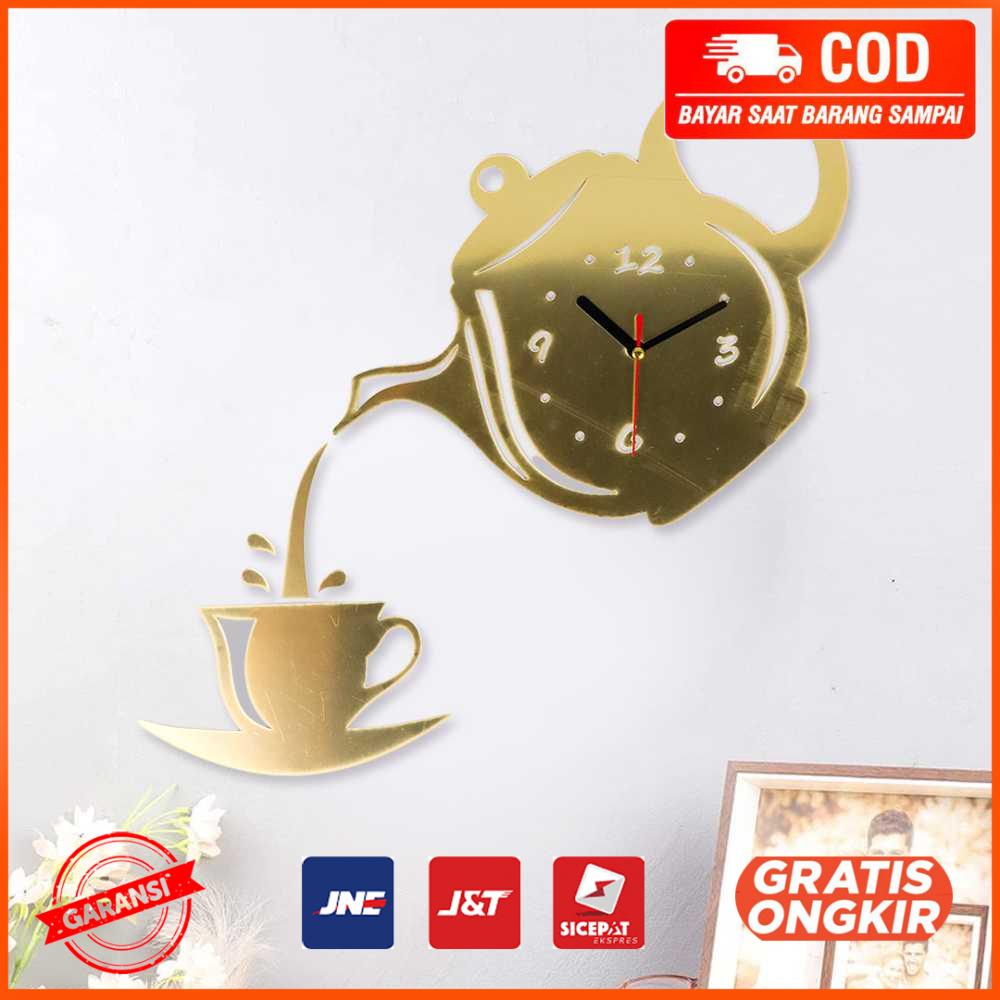 Jam Dinding Quartz 3D Creative Design Cangkir Teko JS 10