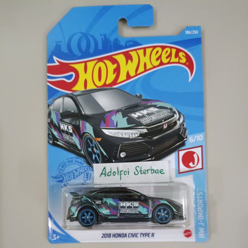 hotwheels hot wheels 2018 honda civic type R hks hipermax hw j-imports ths th$ ban karet free protec
