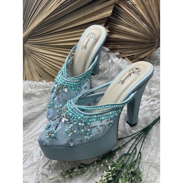 sepatu wanita pesta wedding melani babyblue 12cm