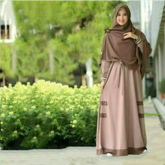 Reyna Syar'i satu set +khimar / Baju Gamis Cantik / Dress Wanita