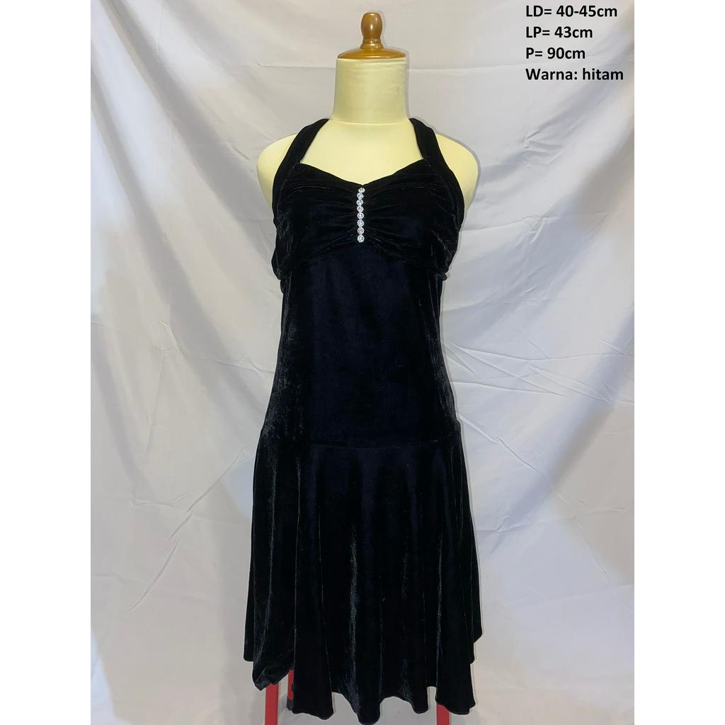 Preloved Dress Party Gown Gaun Elegant Mewah Gaun Beludru Hitam