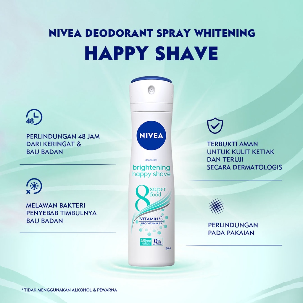 ★ BB ★  NIVEA Shave Care Deodorant Whitening Happy Shave Spray - 150 ml