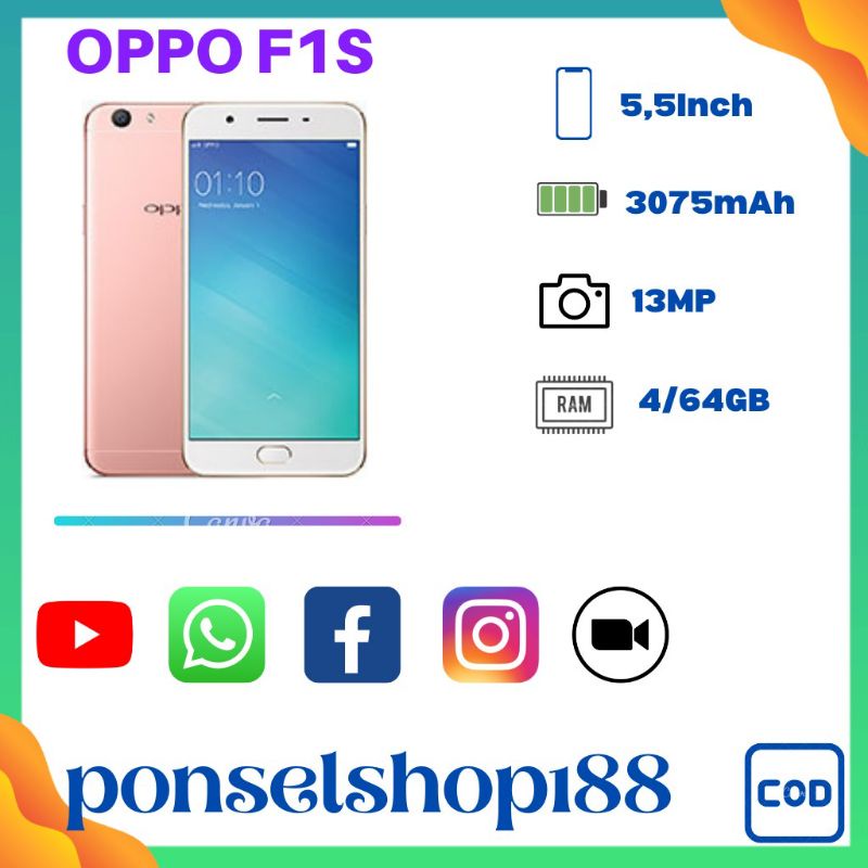 hp oppo F1s RAM 4/32&amp;4/64GB 4G LTE Layar HD 5,5 inci handphone murah Android Smartphone 100% Garansi TOKO