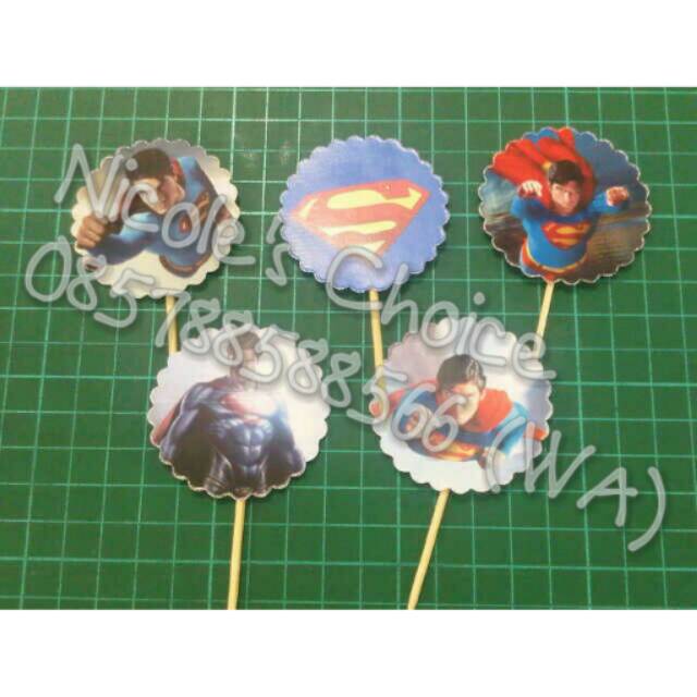 

Cupcake toppers real superman hiasan tusukan kue ultah murah meriah