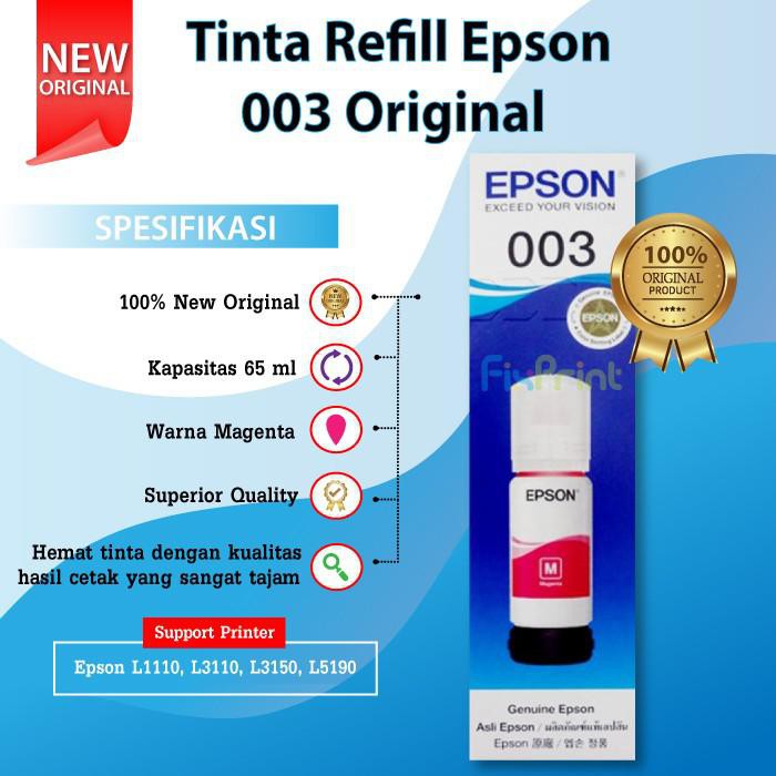 Jual Tinta Refill Epson 003 65ml Printer L1110 L3100 3101 L3110 L3150 L5190 Biru Shopee 9012