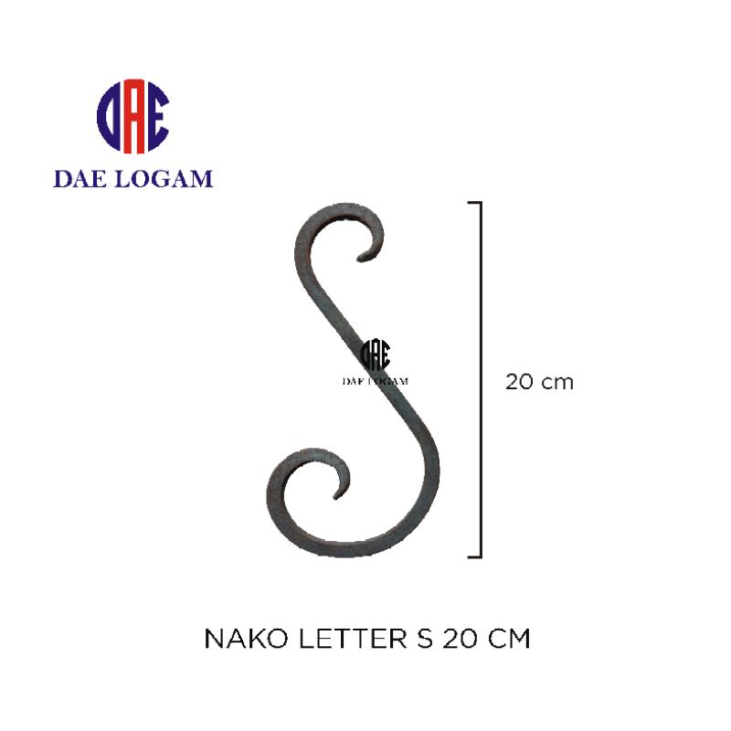 Nako Leter S Ukuran 20 Cm Ornamen Pagar Besi