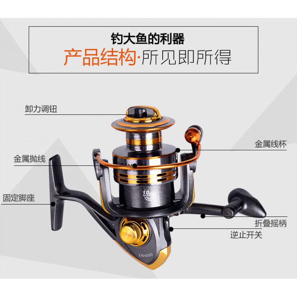 Hot Promo ! Debao Gulungan Pancing DB6000A Metal Fishing Spin Reel 10 Ball Bearing