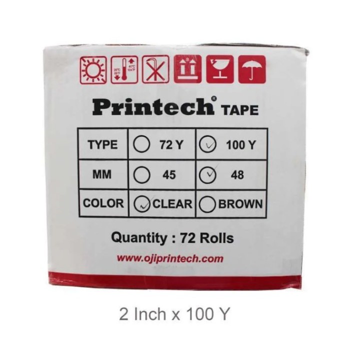 LAKBAN BENING 48 MM 100 YARD - PRINTECH - OPP TAPE ISOLASI SOLASI SOLATIP LENGKET