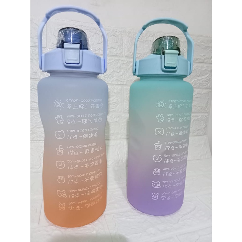 Botol Minum 2 Liter Rainbow BPA Free Premium Free Sticker Lucu/Botol Minum 2L Gradasi